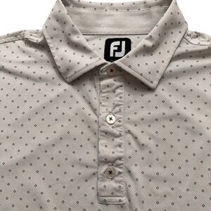 Footjoy FJ Polo Shirt Mens XL Short Sleeve Performance Golf Geometric White